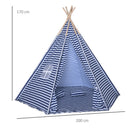 Casetta Tenda Indiana per Bambini 2x2x1,7m in Poliestere e Legno Blu