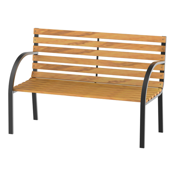 sconto Gartenbank 2 Sitze 122x60x80 cm in Holz und schwarzem Stahl