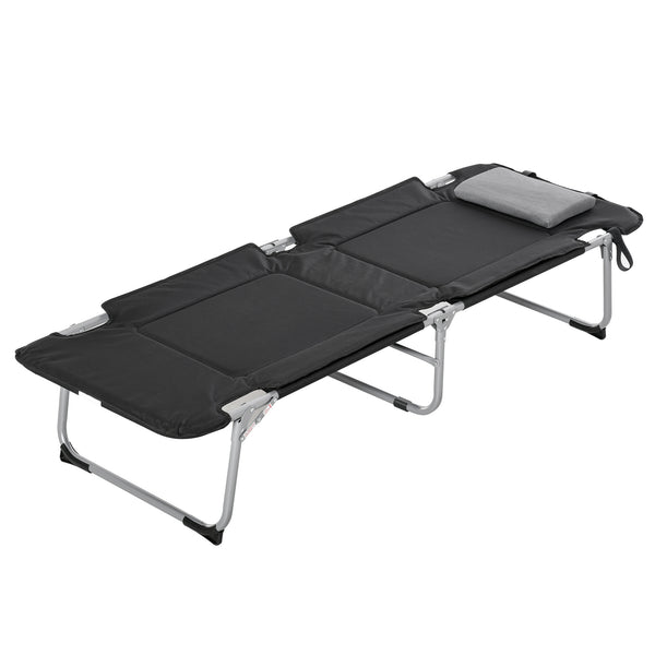 sconto Faltbares Campingbett 183 x 66 x 33 cm aus Metall und schwarzem, gepolstertem Oxford-Stoff