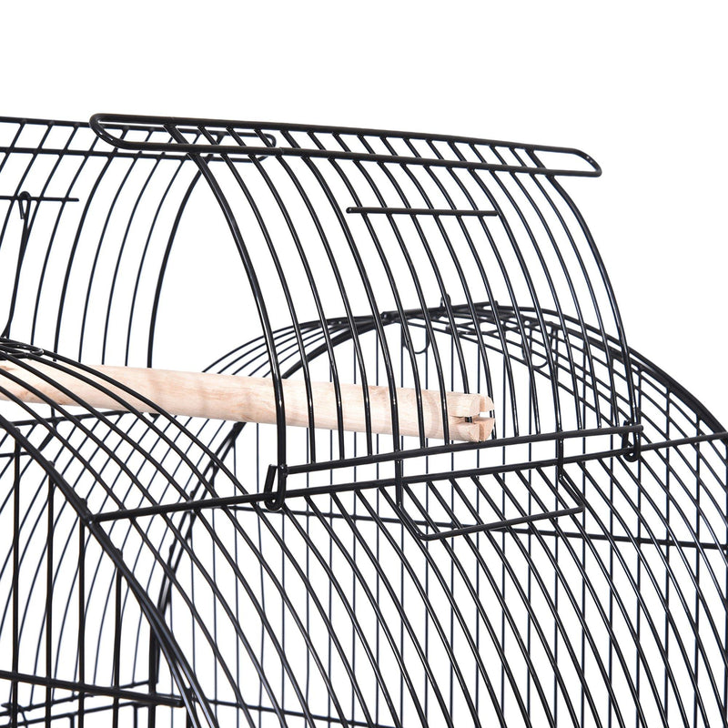 Voliera Gabbia per Uccelli 51x51x137 cm in Acciaio e Legno Nera