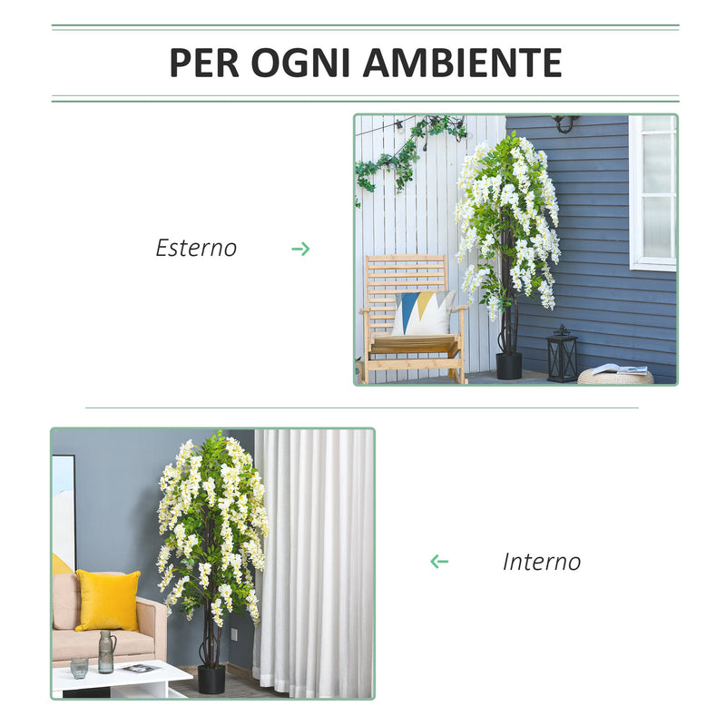 Pianta Artificiale Glicine Bianco H165 cm con Vaso