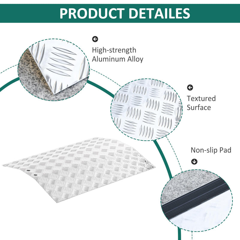 Rampa per Sedia a Rotelle 55x70x5 cm in Lega di Alluminio Antiscivolo in Lega di Alluminio Antiscivolo