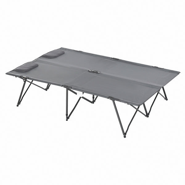 Klappbares Camping-Doppelbett 194 x 127 x 46 cm aus Metall und grauem Oxford-Stoff sconto