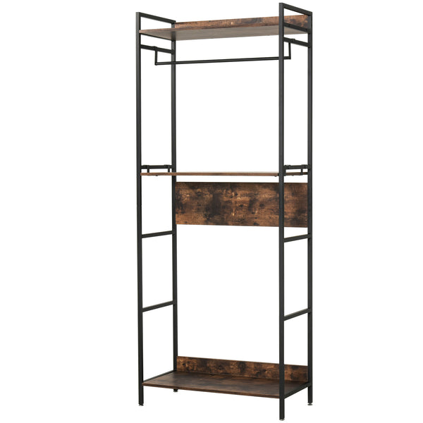 Schuhregal für den Eingang 80 x 40 x 200 cm mit Regalen aus Metall und braunem Holz online