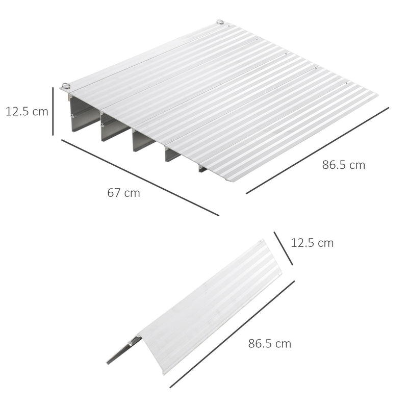Rampa per Sedia a Rotelle H12,5 cm Max 318 Kg in Alluminio Antiscivolo