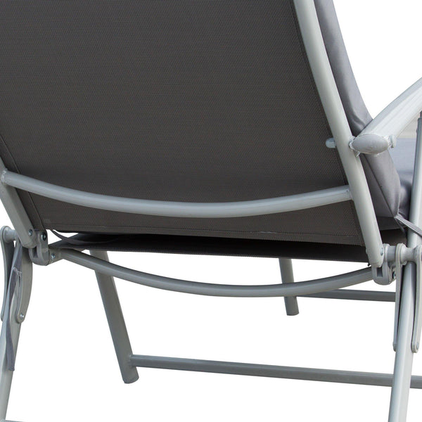 Klappbarer Garten-Liegestuhl 137 x 63,5 x 100,5 cm aus Metall und mit grauer Matratze sconto