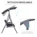 Dondolo 2 Posti da Giardino 175x112x165 cm con Tavolino Tessuto Oxford Grigio