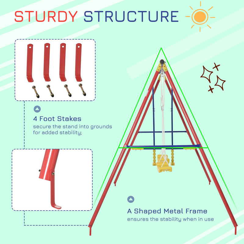 Altalena da Giardino 4 Posti 290x180x196 cm con Cavallina in Metallo