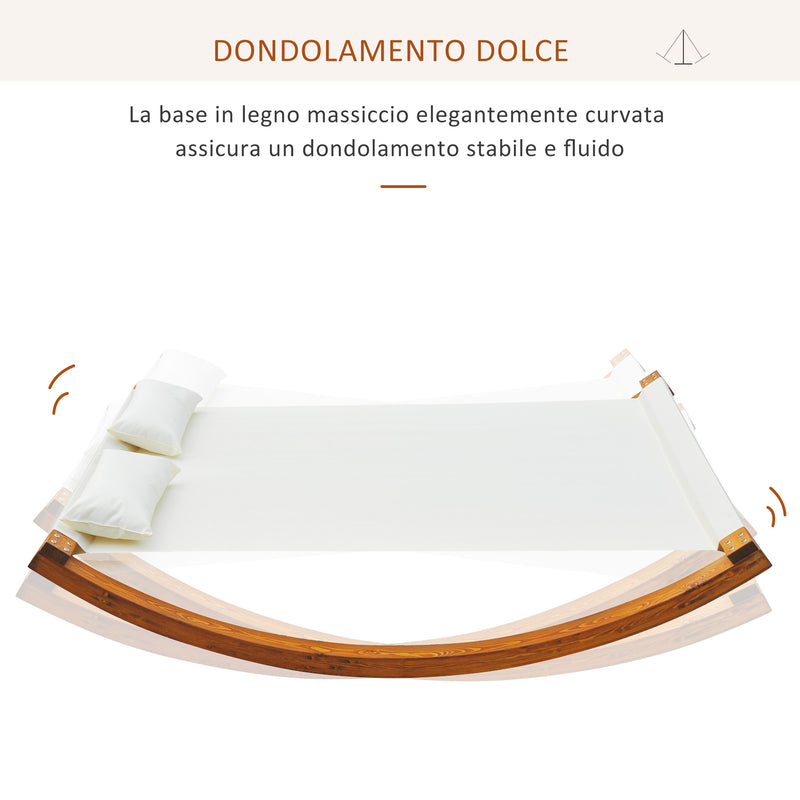 Amaca da Giardino 2 Posti 200x150x45 cm in Legno e Cotone Bianco