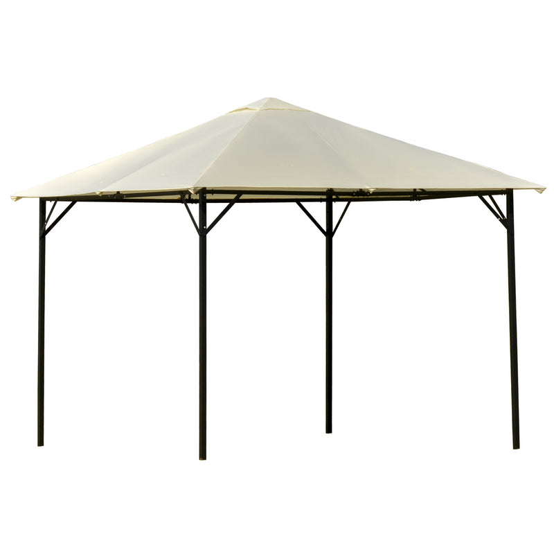Gazebo da Giardino 3x3m in Metallo e Poliestere Bianco Crema