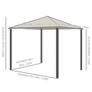 Gazebo da Giardino 3x3m in Metallo e Poliestere Bianco Crema