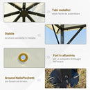 Gazebo da Giardino 3x3m in Metallo e Poliestere Bianco Crema