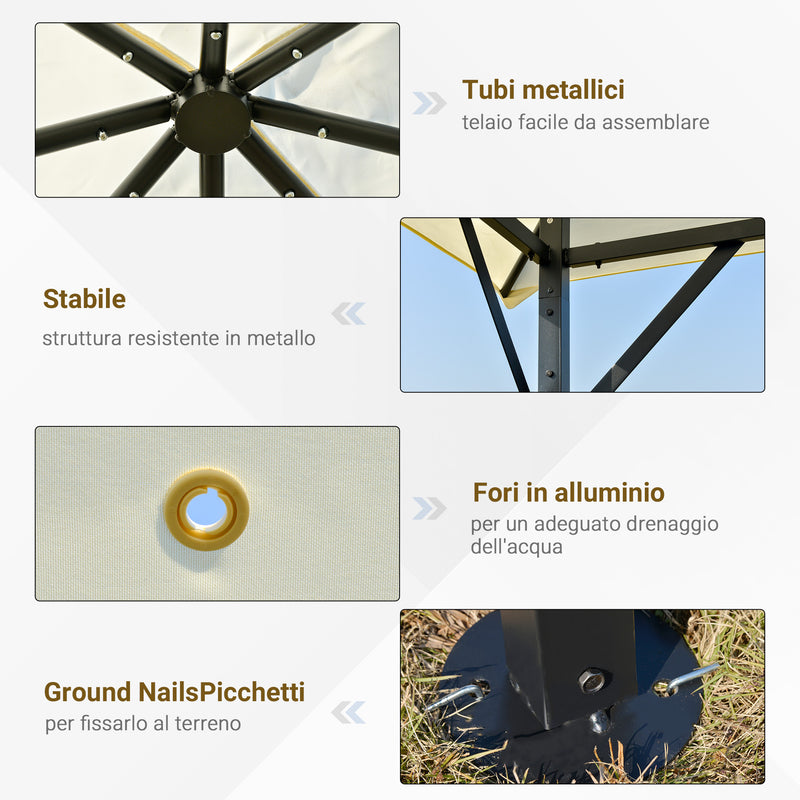 Gazebo da Giardino 3x3m in Metallo e Poliestere Bianco Crema