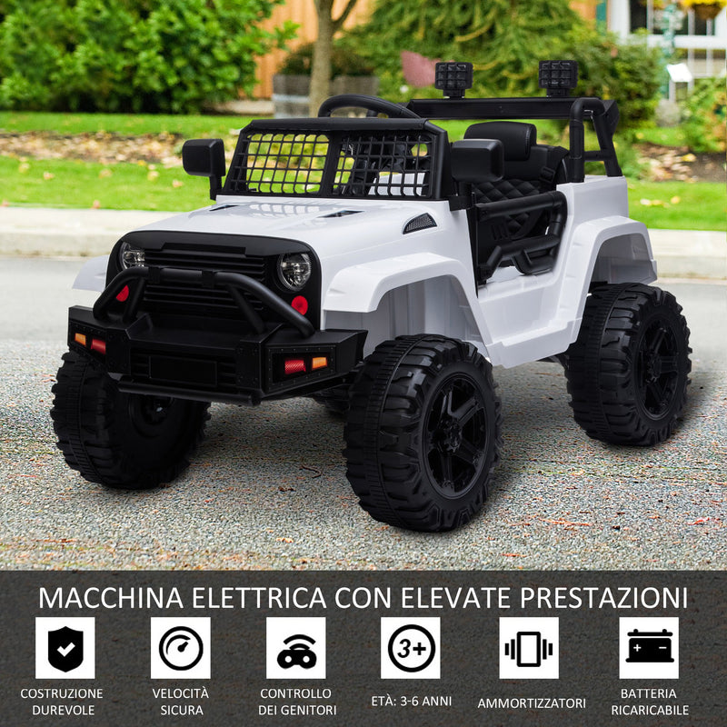 Macchina Elettrica per Bambini 12V Fuoristrada Bianca