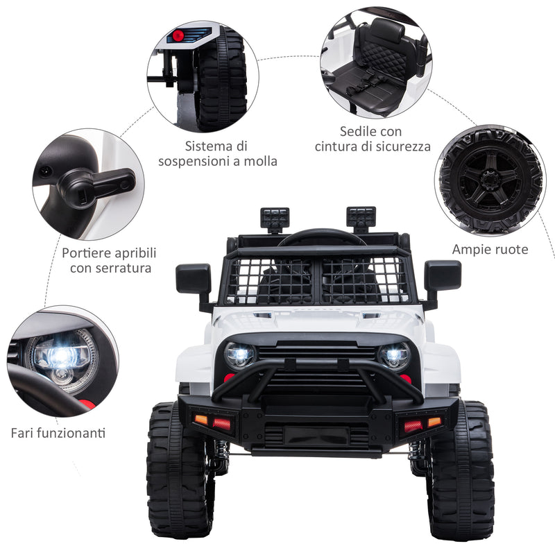 Macchina Elettrica per Bambini 12V Fuoristrada Bianca