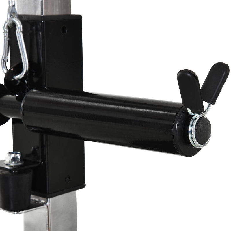 Stazione Fitness Pull Down Multifunzione con Panca e Cavo Regolabile in Acciaio Nero