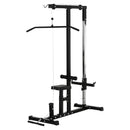 Stazione Fitness Pull Down Multifunzione con Panca e Cavo Regolabile in Acciaio Nero