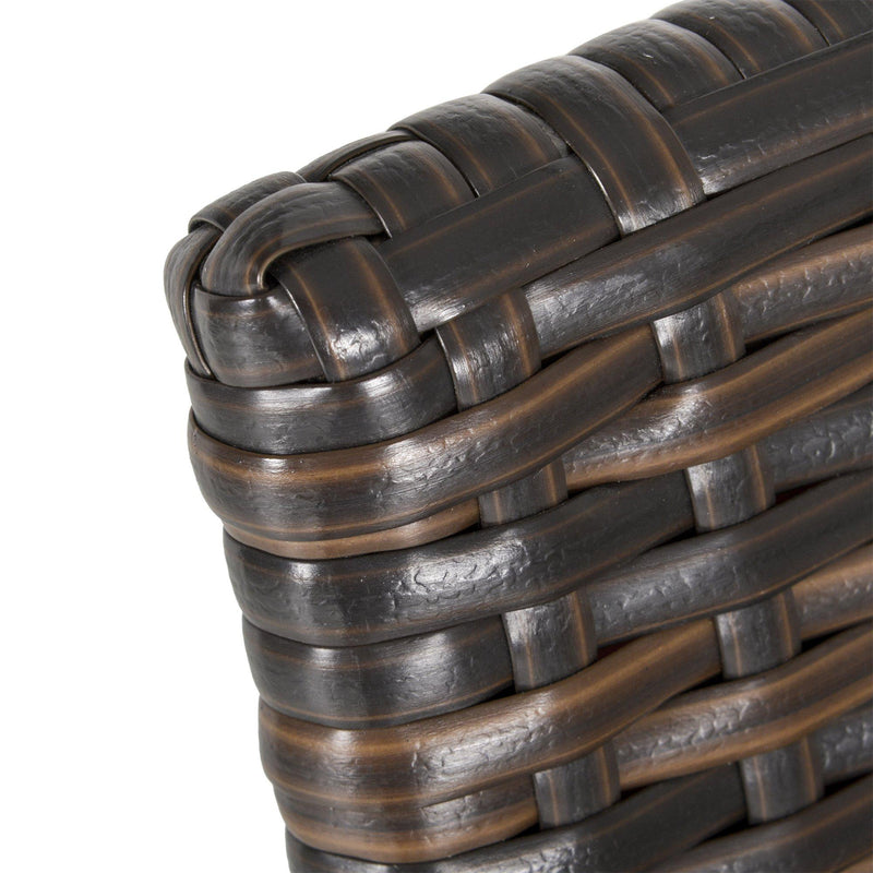 Set 4 Sedie Pieghevoli da Giardino in Acciaio e Rattan Marrone