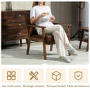 Poltrona Salotto Imbottita 64x66x80 cm con Schienale Trapuntato e Braccioli in Pelle PU e Legno di Caucciù Marrone      