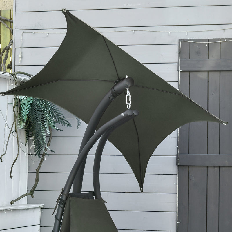 Sedia Dondolo Pensile Relax Chaise Longue con Tettuccio Grigio