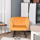 Poltrona Imbottita 79x66,5x79 cm in Tessuto Vellutato Giallo