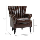 Poltrona Imbottita Vintage 73x76x89 cm in Similpelle Marrone