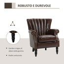 Poltrona Imbottita Vintage 73x76x89 cm in Similpelle Marrone