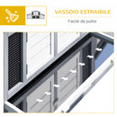 Conigliera da Esterno 225x70x100 cm in Legno Grigio e Bianco