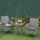 Set Tavolino e 2 Sedie da Giardino in Rattan Grigio