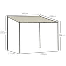 Pergola da Giardino 3x2,85m in Metallo e Poliestere Beige