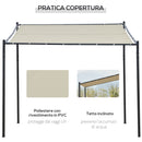 Pergola da Giardino 3x2,85m in Metallo e Poliestere Beige