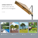 Ombrellone da Giardino Decentrato 3x3m in Alluminio e Poliestre Khaki