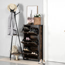 Scarpiera 3 Scomparti 60x24x115 cm 12 Paia in Legno e Metallo Marrone