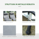 Dondolo 2 Posti Separati da Giardino 170x136x170 cm in Acciaio e Poliestere Grigio