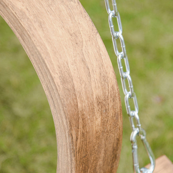 2-Sitzer-Gartenschaukelstuhl 190 x 130 x 192 cm aus Holz mit cremeweißer gepolsterter Sitzfläche online