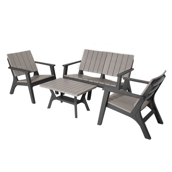 Garden Lounge Set Sofa 2 Sessel und Couchtisch aus grauem Polypropylen online