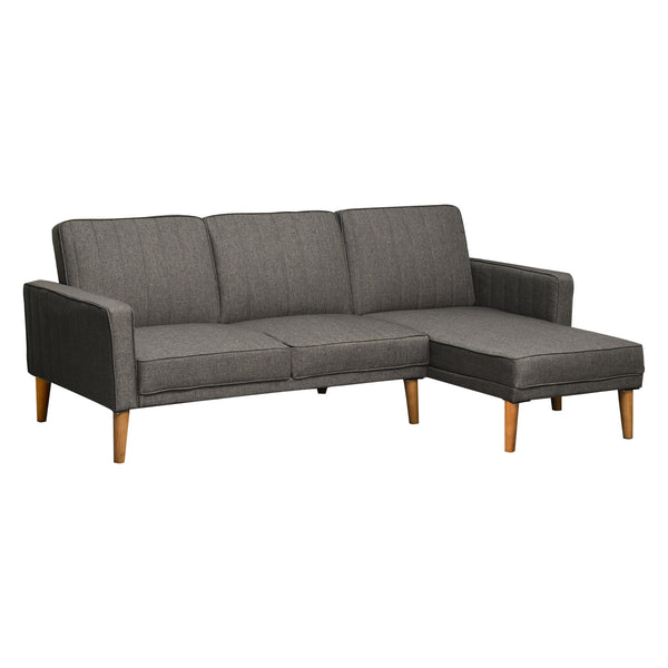 Eckschlafsofa 216 x 139 x 80 cm mit Halbinsel aus Holz und grauem Stoff online