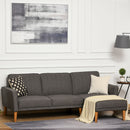 Divano Letto Angolare 216x139x80 cm con Penisola in Legno e Tessuto Grigio