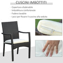 Set  Tavolo con 4 Sedie da Giardino in Rattan Nero
