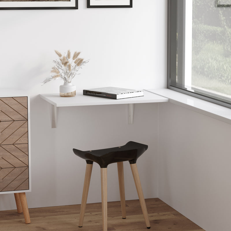 Tavolino da Parete Pieghevole Salvaspazio 60x40x20 cm in MDF Bianco