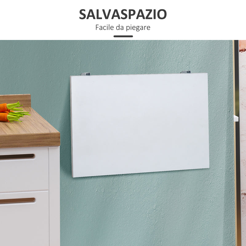 Tavolino da Parete Pieghevole Salvaspazio 60x40x20 cm in MDF Bianco