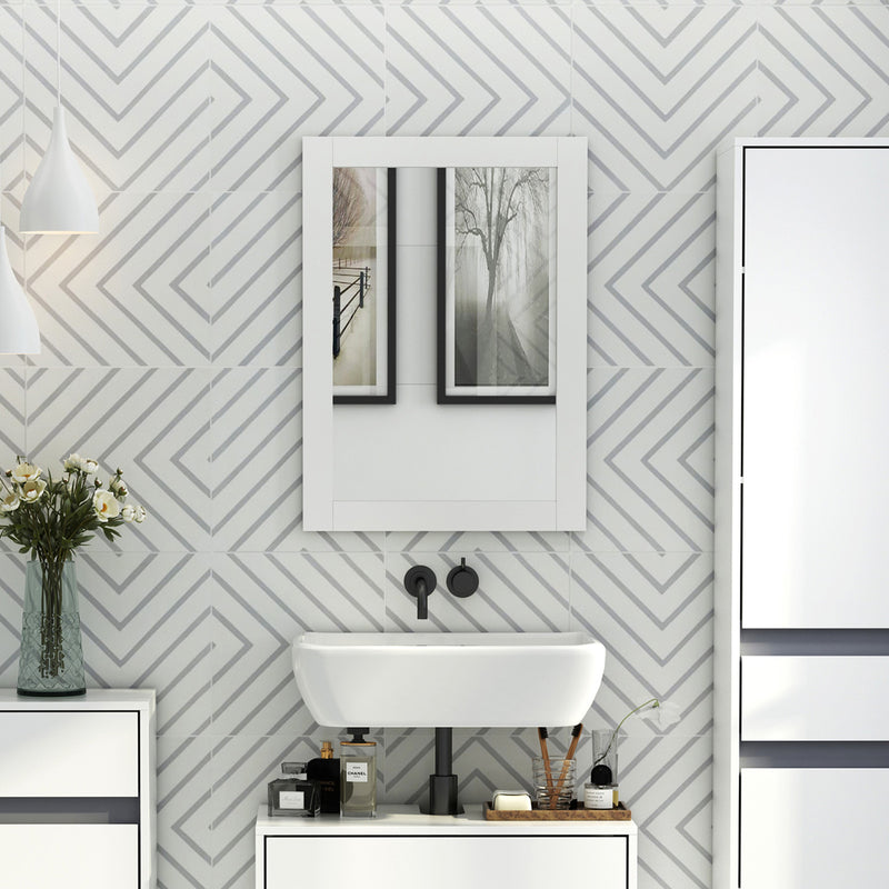 Specchio da Parete 52x72x1,9 cm con Cornice in MDF Bianca