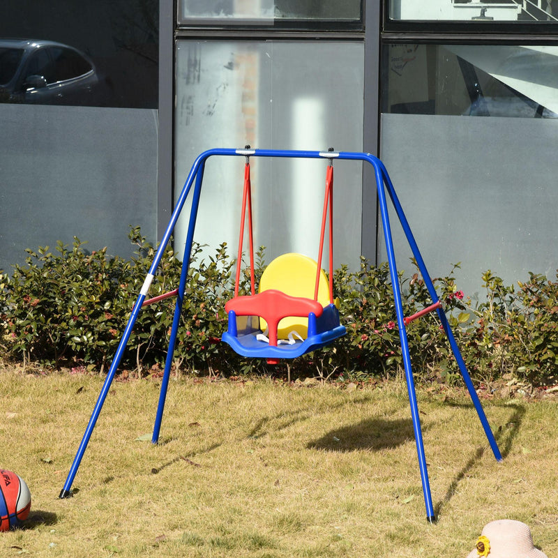 Altalena per Bambini da Giardino 140x110x120 cm Seggiolino con Cintura di Sicurezza Multicolor