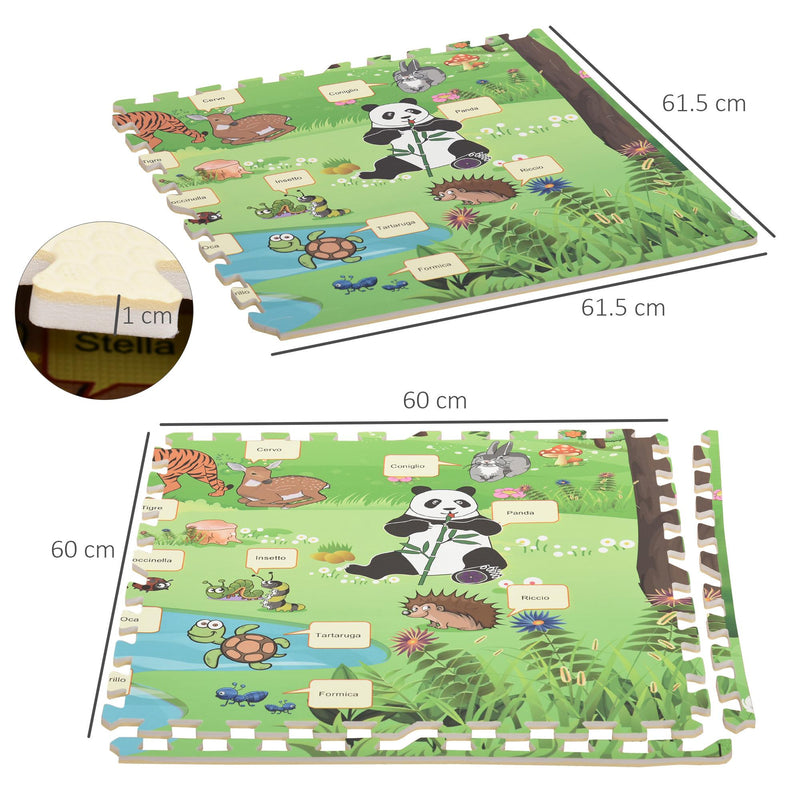 Tappeto Puzzle in EVA 24 Pezzi 61x61 cm Multicolore