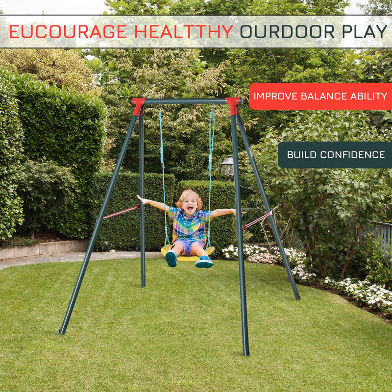 Altalena per Bambini da Giardino 155x160x180 cm in Metallo Verde