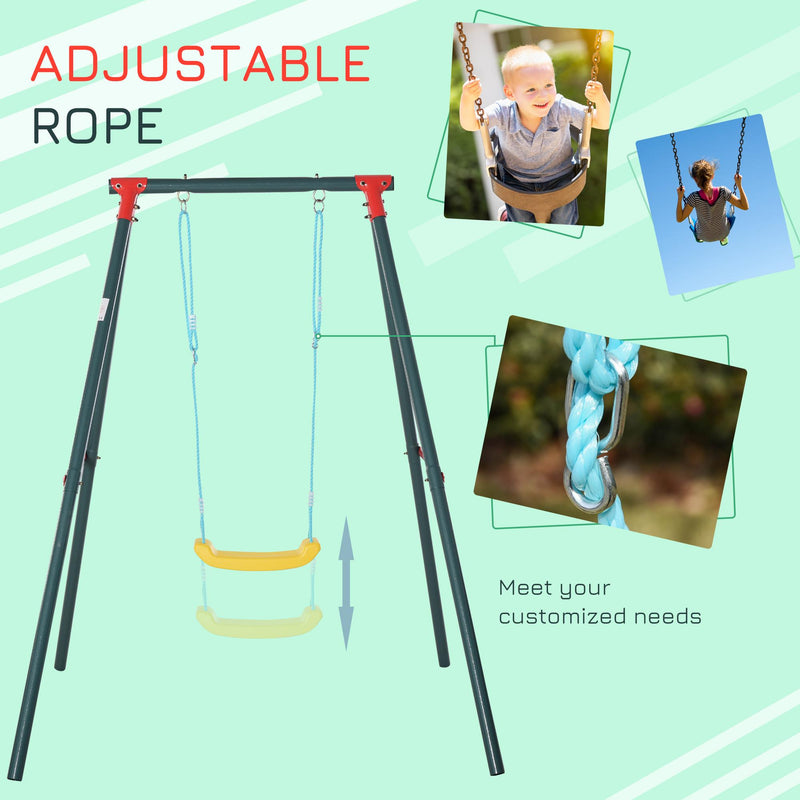 Altalena per Bambini da Giardino 155x160x180 cm in Metallo Verde