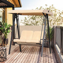 Dondolo 2 Posti da Giardino 138x106x174 cm in Acciaio e Poliestere Beige