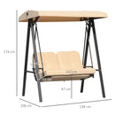 Dondolo 2 Posti da Giardino 138x106x174 cm in Acciaio e Poliestere Beige