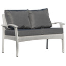 Divano 2 Posti da Giardino 120x63x77 cm in Rattan con Cuscini Bianco e Grigio