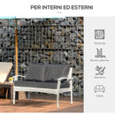 Divano 2 Posti da Giardino 120x63x77 cm in Rattan con Cuscini Bianco e Grigio